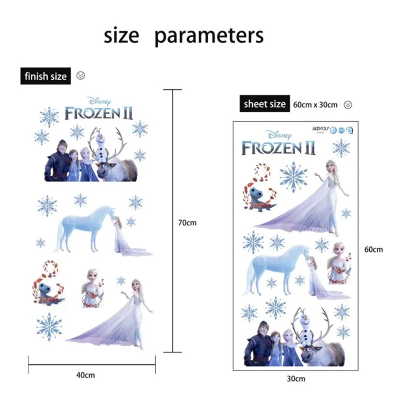 Description Picture 4 of itemMINISO Vivid Cartoon Frozen Wall Stickers For Kids Room Bedroom DIY Wall Decoration stickers 3D Anna Princess Movie Posters