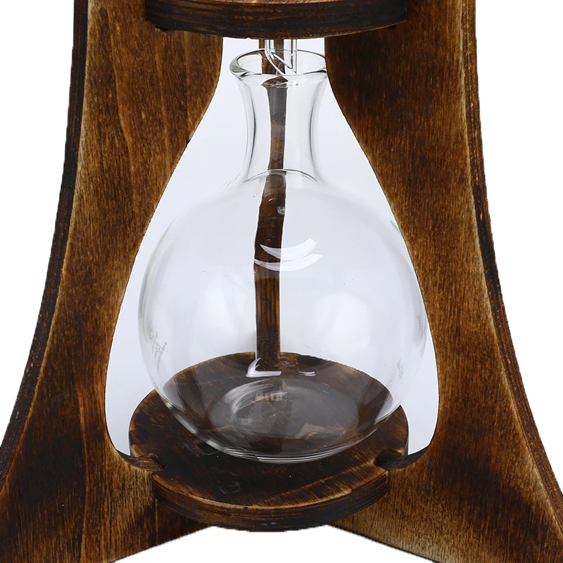 600ml Cold Drip Ice Syphon Coffee Pot Cold Brew Coffee Maker Glass Dutch Brew Machine with Wood Frame Home Kitchen Coffee Tools