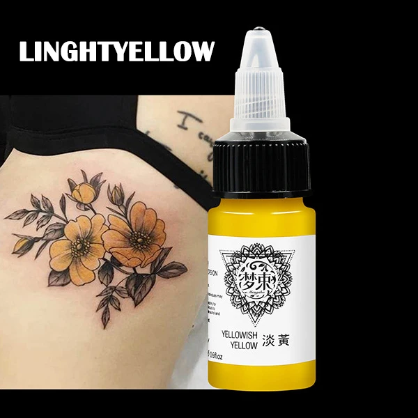 light yellow 18 мл полу-пигмент для татуировок легко цветные чернила для перманентного макияжа TY99 - Цвет: light yellow