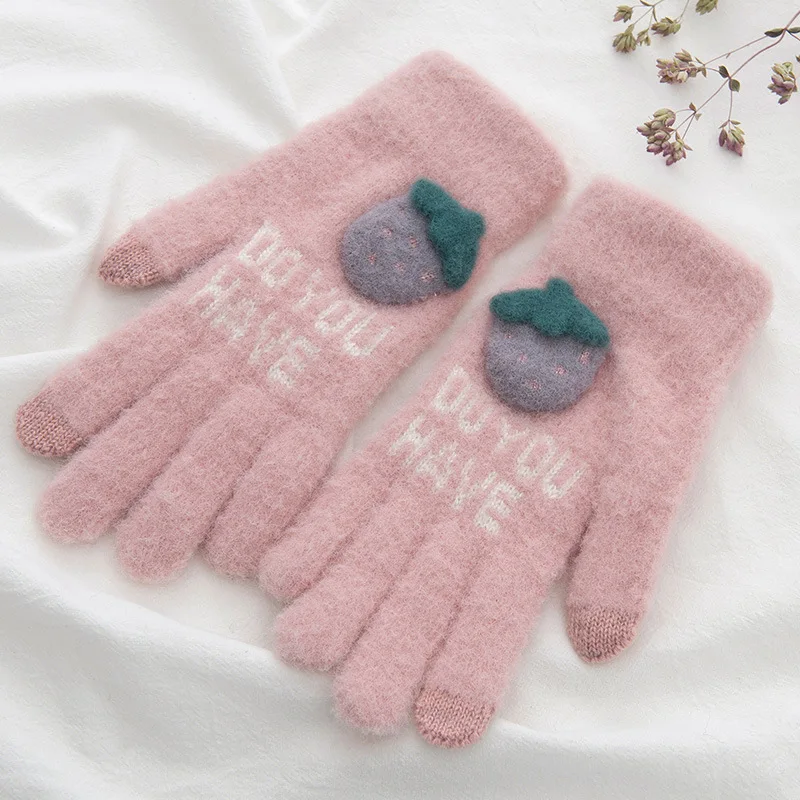Зимние кашемировые рукавицы laine tricoter, розовые перчатки для детей, теплые, без пальцев, бархатные, handschoen, черные, серые, детские перчатки - Цвет: pink
