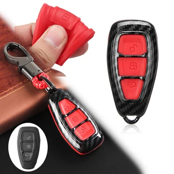 

Red 3 Buttons Carbon Fiber Key Remote Case Protection For Ford Focus Fiesta Kuga Shell C-Max Galaxy Durable New