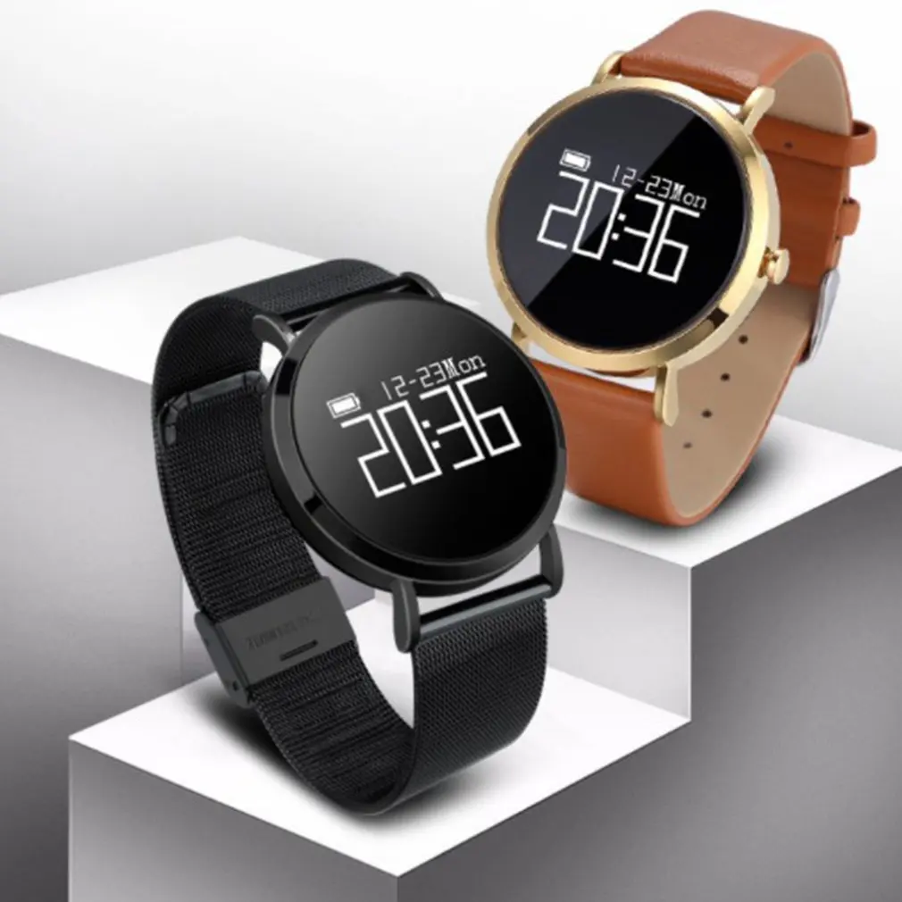 0,95 дюйма, oled Круглый циферблат Мужские наручные часы женские спортивные умные часы фитнес-трекер пульсометр монитор кровяного давления для Android