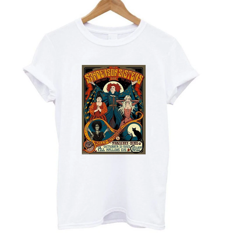 

2019 Halloween Women's Fashion Hocus Pocus Short Sleeve Villain Witch Top Harajuku T-shirt Plus Size