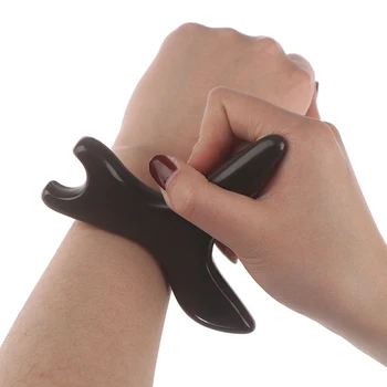 

Muscle Body Relaxtion Therapy Back Massage Swallow Tail Guasha Board Natural SPA Points Massager Jade Stone Holding Puncture