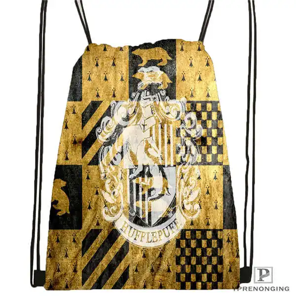 Drawstring Backpack Custom Hufflepuff походная сумка на шнурке милый рюкзак для детей(черная спинка) 31x40 см#180531-03-76 - Цвет: Drawstring Backpack