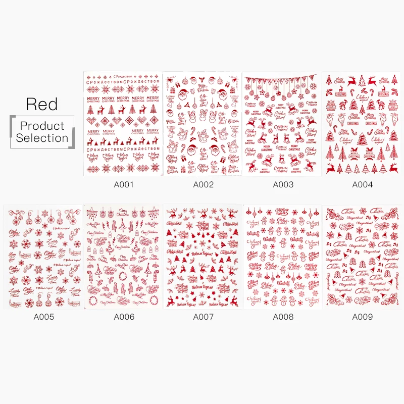 1 шт Красный Золотой Рождественский стикер снежинки на ногти 3D клей маникюрный наконечник Санта-лось письмо слайдер наклейки для ногтей