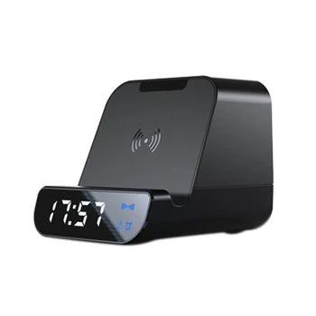 

HOT-Wireless Bluetooth Speaker Alarm Clock Charging Mobile Power Bluetooth Speaker Clock 4 in 1 with Mic for Call Phones Phone B