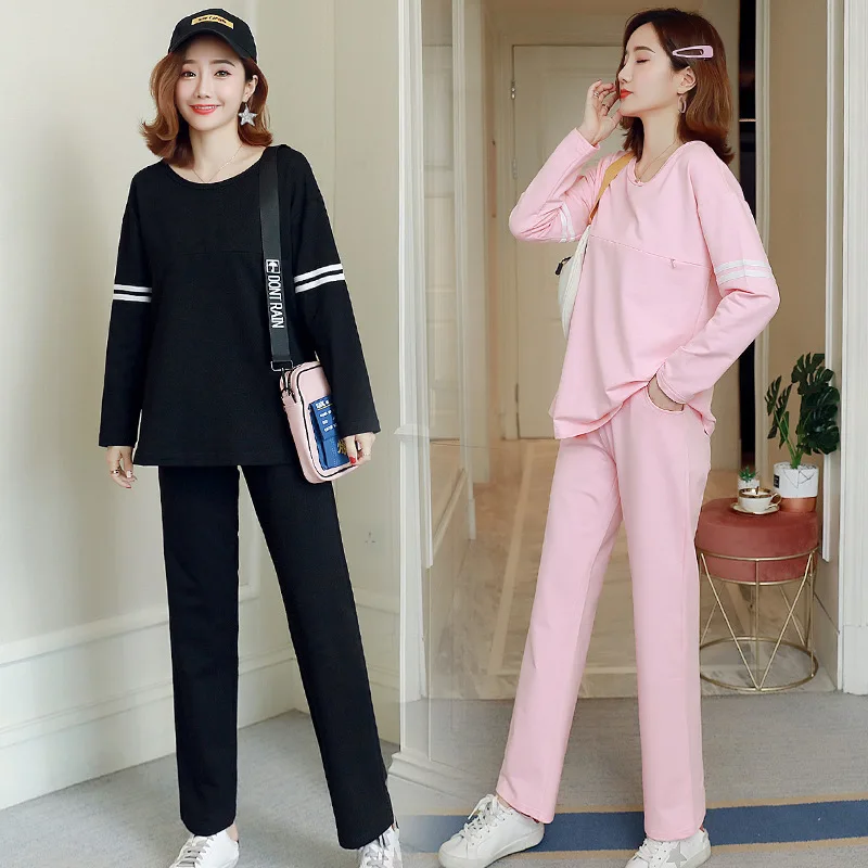 

Autumn Clothing Set 2019 Women's Spring And Autumn Long Sleeve Large Size Loose-Fit Pregnancy Maternity Top Maternity Pants Casu
