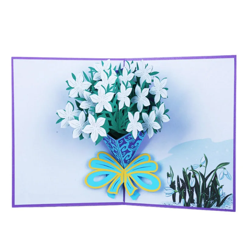 Daffodil Открытка на день отца, юбилей, всплывающая, День матери, с днем рождения, фантастическая 3D вырубка поздравительных открыток, подарок ручной работы, розовые цветы - Цвет: Daffodil