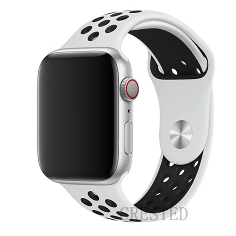 white black 21 Ремешок для apple watch 5 4 3 ремешок 44 мм/40 мм iwatch ремешок 5 42 мм/38 мм correa силиконовый браслет аксессуары для часов - Цвет ремешка: white black 21