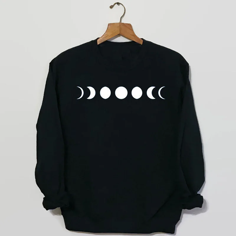 Moon Phase толстовка женская Tumblr Crewneck свитеры одежда 90s в стиле гранж женские