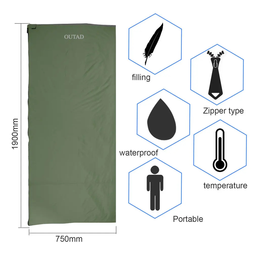 OUTAD Sleeping Bag Envelope Lightweight Portable Waterproof Comfort Durable for Traveling Camping Hiking& Outdoor Activities