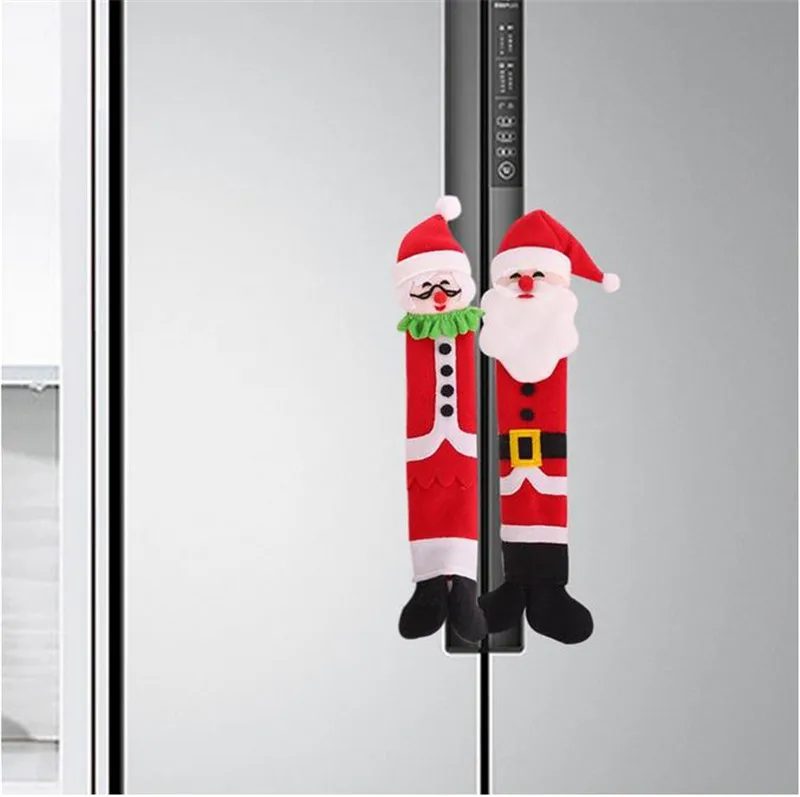 3Pcs/set Fridge Microwave Door Handle Cover Protective Snowman Christmas Home Decor