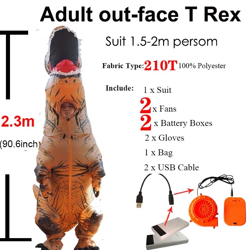 Anime Cospaly Men T REX Inflatable Dinosaur Costume Adult t-rex Mascot Costume Adultos Halloween Dinosaur Costume for Kids Women (18)