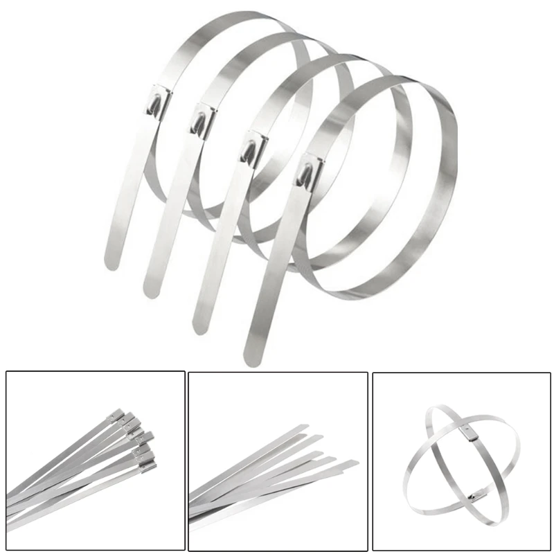 10PC Stainless Steel Metal Cable Tie Zip Wrap Exhaust Heat Straps Induction Pipe | Обустройство дома