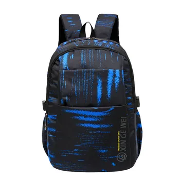 

New Nylon Printed Backpack Large Capacity Travel Backpack Data Cable Computer Bag Fashion USB Socket Charging Student School Bag