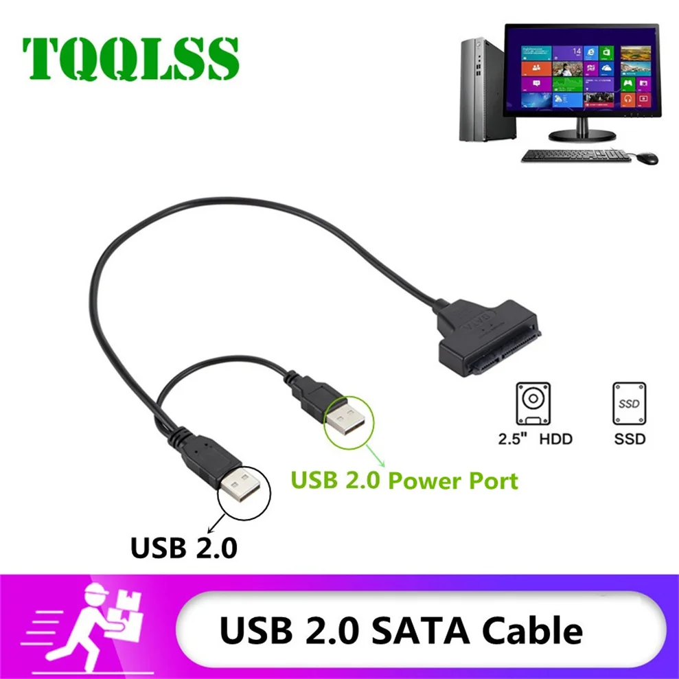 USBTOSATA USB 2 0 до 5 дюймов жёсткий диск 7 + 15 pin SATA Кабель-адаптер для SSD и HDD адаптер USB2.0