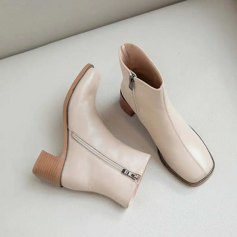 Ceny Krazing pot 2019 prawdziwej skóry kwadratowych toe streetwear wysokie obcasy zima utrzymać ciepłe zamek brytyjska szkoła Chelsea kostki buty l01