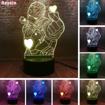 

Avengers Endgame Iron Man Figure 3D Illusion LED Lamp 7 Colors Change Desk Night Light Marvels Action & Toy Boys Xmas Party Gift