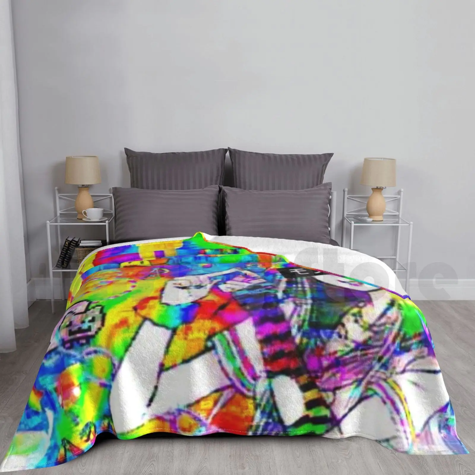 

Одеяло Ibuki Mioda Glitchcore супер мягкое теплосветильник кое тонкое блестящее Триппи данганронпа Ибуки миоды Ибуки данганронпа Glitchcore