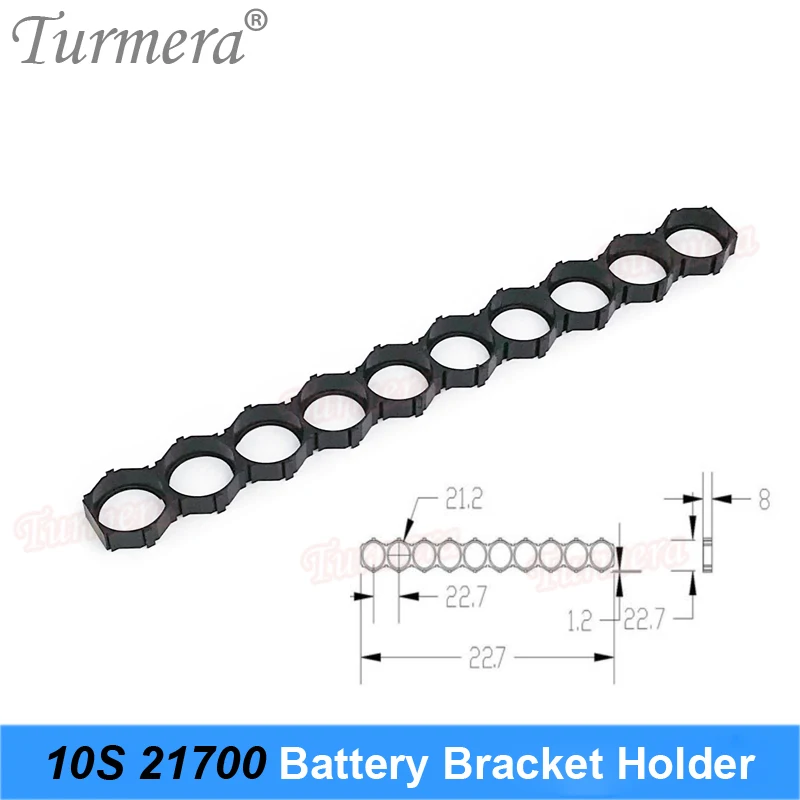 Turmera 10 개 3S 13S 21700 홀더 브래킷 ABS 접합 케이블 내부 구멍 직경 21.2mm 21.7mm 36V 48V 전자 자전거 배터리 사용