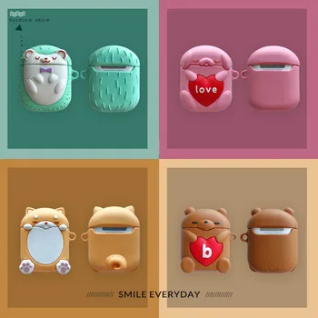 

Cute Hedgehog Unicorn Cover For Airpods 1 2 Case Earphone Silicone Bluetooth Wireless Protective Case For AirPods Cute Dog