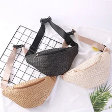 

Straw Chest Bag Summer Travel Beach Waist Bag Fanny Pack Phone Bag Fashion Woven Rattan Shoulder Crossbody Bags New Sac poitrine