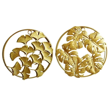 

2x Wall Decoration Creative Home Living Room Shop Iron Gold Three-Dimensional Leaf Style B & D