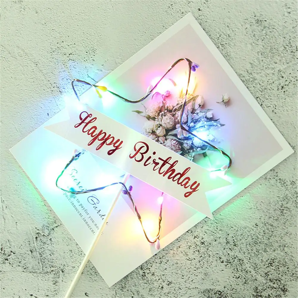 Прекрасный DIY светодиод в форме звезды огни торт Топпер на годовщину с днем рождения и Свадебный кекс Подарочный Блестящий украшения