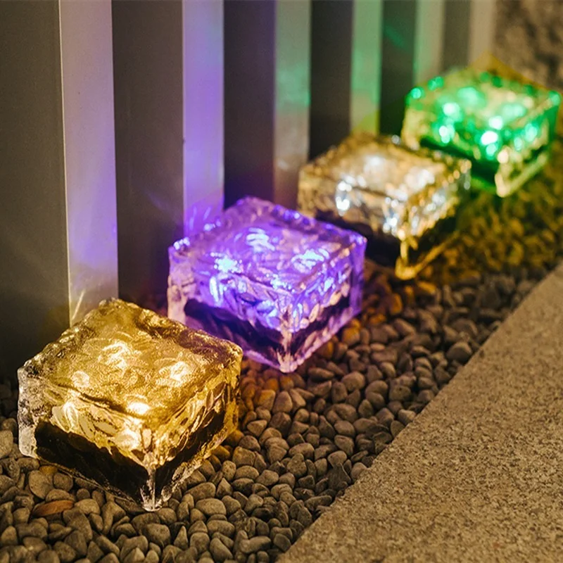 Solar Path Light Underground Buried Brick Led Ice Cube Shape Garden Waterproof Landscape Road | Лампы и освещение