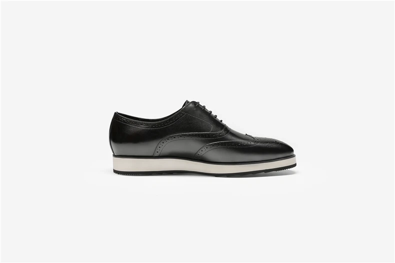 Products Phenkang Men Genuine Wingtip Leather Platform Oxford Shoes Pointed Toe Lace-Up Oxfords Dress Brogues Wedding Shoes