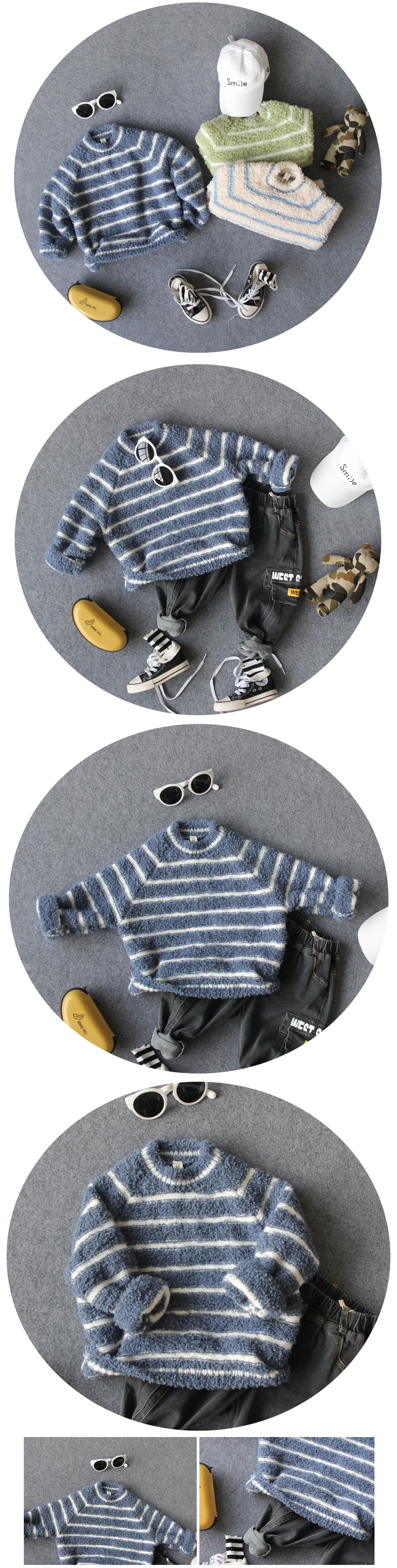 Новинка года, вязаный свитер в полоску с круглым вырезом для мальчиков на осень и зиму, 90-130 см 1 предмет, детская одежда на весну и осень свитер для мальчиков