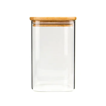 

750ML 950ML Food Storage Container Glass Square Design Sealed Grain Canister Storage Jar for Loose Tea Sugar Coffee Bean Salt