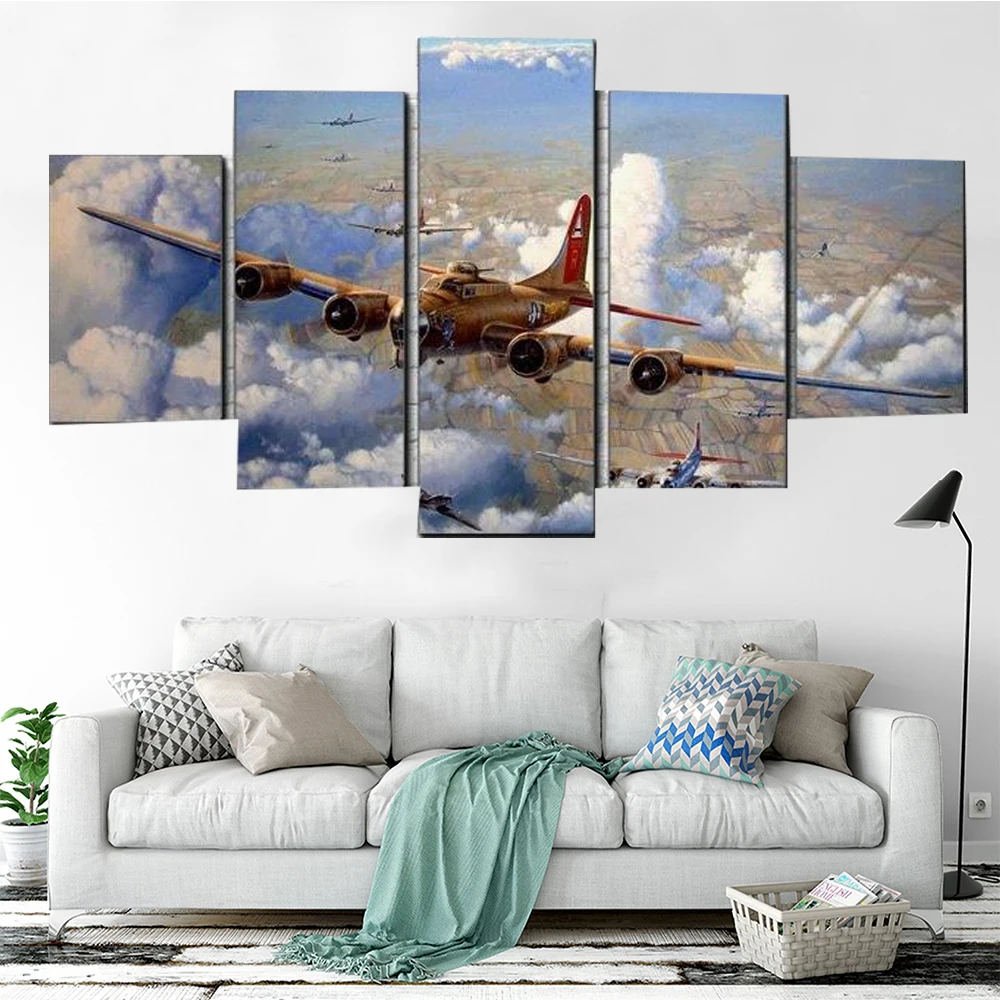 Pieces Wall Art Canvas Painting Vintage Aircraft Poster Modern Paintings  For Living Room Wall Decorative Frame Pictures