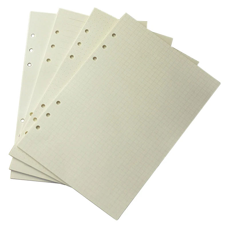 Relleno de papel de hojas sueltas para libreta, suministros de oficina y escuela, 6 agujeros, A5, A6, 80 hojas por paquete
