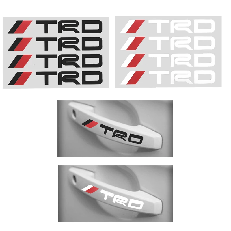 

4PCS Car Styling TRD Logo Auto Door Handle Word Stickers for Toyotas Corolla Chr Avensis Yaris Rav4 Camry Automobile Accessories