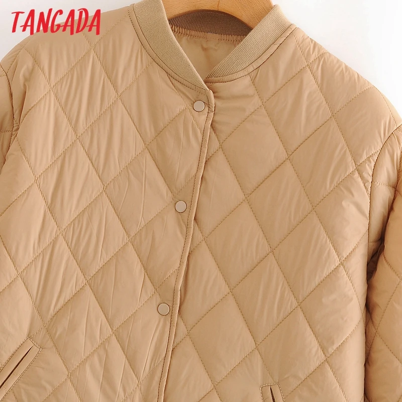 Tangada 2020 Autumn Women Solid Oversize Thin Parkas Cotton Jacket Long Sleeve Female Black Padded Overcoat QN1