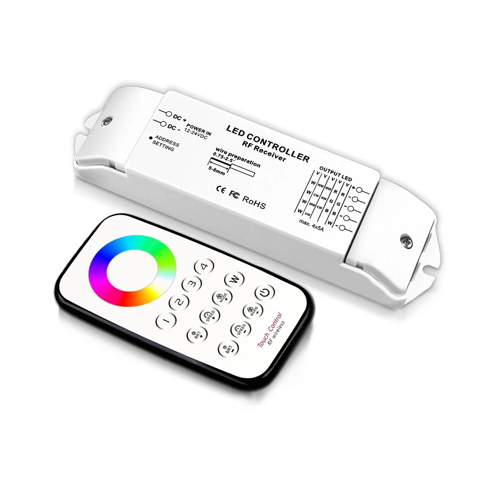 Bincolor T8+ R4M DC12V-24V многозонный rgbw-контроль Max 5x4A RF беспроводной пульт дистанционного управления+ приемник контроллер для светодиодной ленты