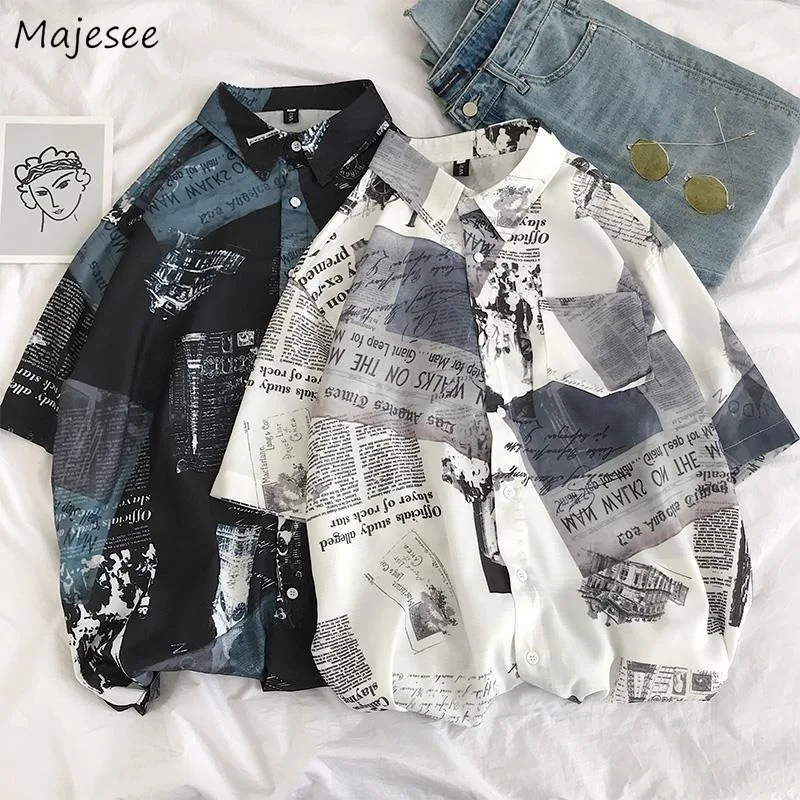 Men Shirts Short Sleeves Printed Loose Casual Shirt Summer Korean Style Ulzzang Street Wear All Match Students Mens Fashion Tops Men Shirts Short Sleeves Printed Loose Casual Shirt Summer Korean Style Ulzzang Street Wear All Match Students Mens Fashion Tops