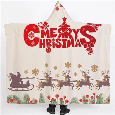 Рождественский подарок, одеяло с капюшоном для взрослых и детей, мягкое пушистое одеяло s для кроватей, зимнее Флисовое одеяло с капюшоном для путешествий Koc - Цвет: 2