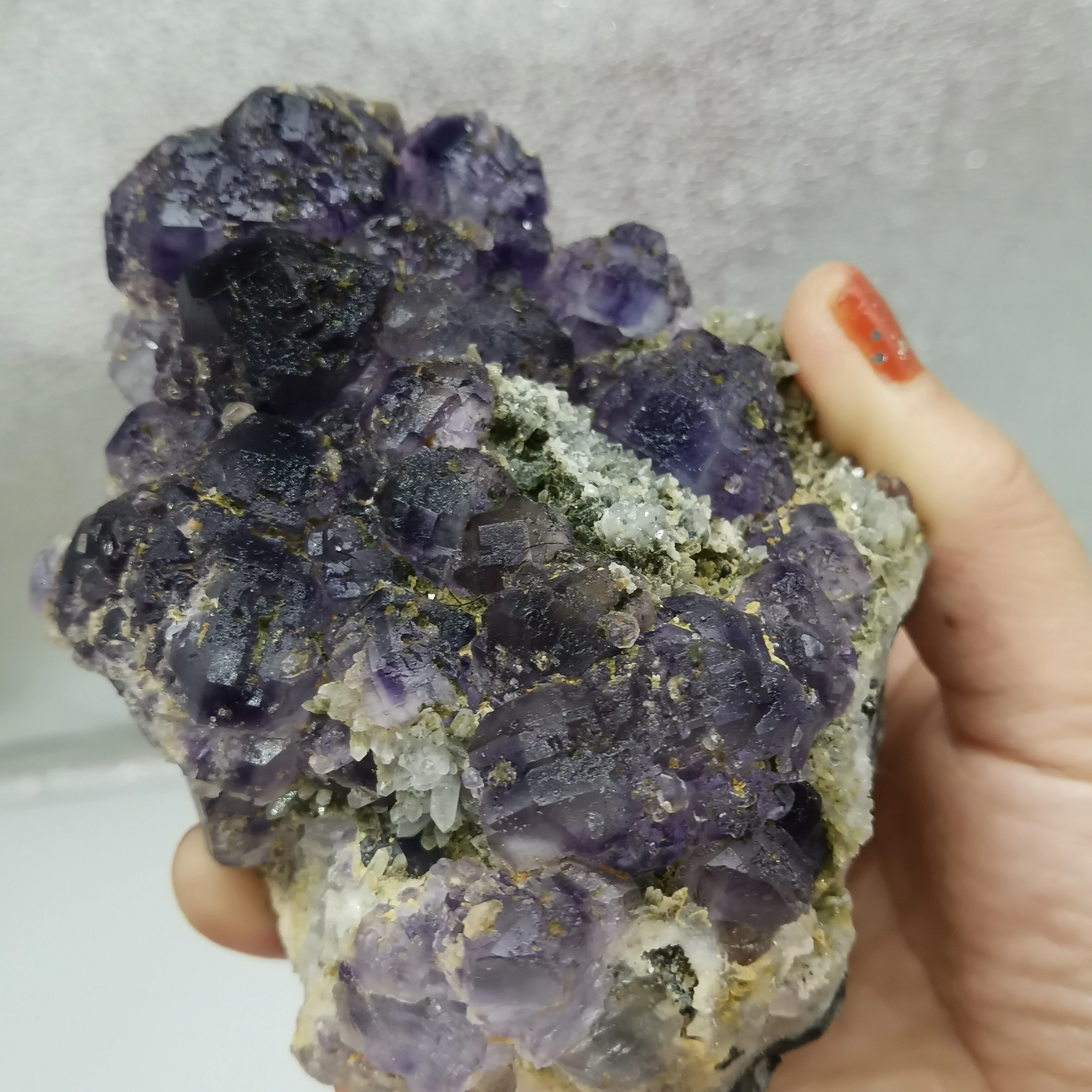 413g Natural Purply Flourite Healing Crystal Reiki Specimen Cluster Stone Figurine Chakra | Дом и сад