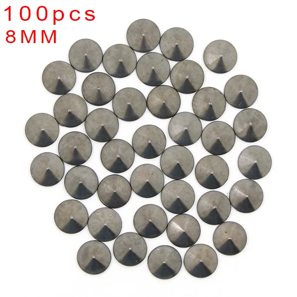 8MM Round Black 100 шт многоцветная Медь Горячая фиксация звезда/круглая/квадратная/форма черепа металлическая медная заклепка Горячая фиксация Стразы панк-шпильки железо на одежду - Цвет: 8MM Round Black