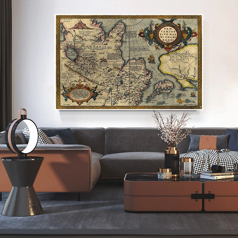 150*100 cm Vintage Poster World Map Non-woven Canvas Painting Wall Art Picture Decorative Card Living Room Home Decoration