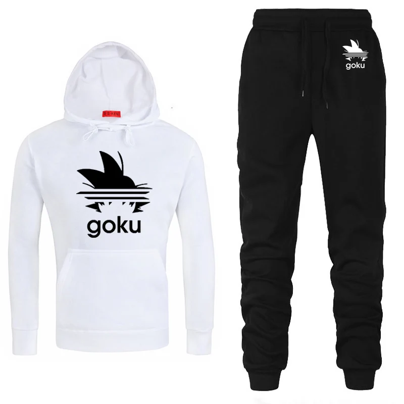 802 Аниме Dragon Ball Z Goku толстовки мужские повседневные толстовки хип хоп Harajuku модные флисовые уличные мужские толстовки брюки костюм 2 шт - Цвет: 802