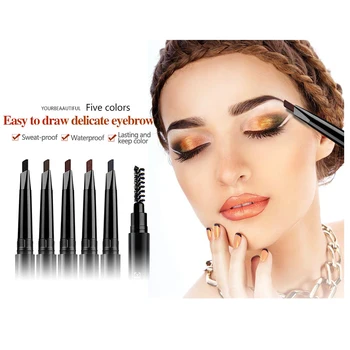 

Professional Eyebrow Pencil Waterproof Automatically Pro Double-Head Makeup Brush Longlasting Soft Smooth Fashion Eyes
