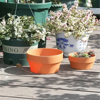 

3/5/6pcs Imitation Clay Flower Basket Japanese Round Plastic Flower Pot Flower Container Flower Basin Indoor Outdoor Potted Gard