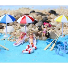 Мох микро Пейзаж украшения для суккулентов ювелирные изделия целлюлозно лодка прицел пляж зонтик синий стул для песчаного пляжа