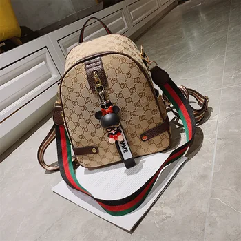 

GD new European and American tide shoulder bag printed canvas handbag cartoon pendant messenger shoulder bag ladies backpack