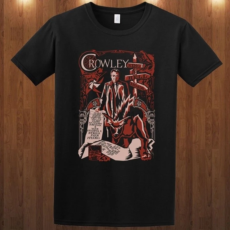 Новинка 2018 года сверхъестественная футболка CROWLEY S M L XL 2XL 3XL с принтом короля