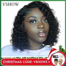 13x4 волна воды парик 130 150 180 плотность Реми человеческие волосы боб Синтетические волосы на кружеве парики для волос с детскими волосами VSHOW парики из натуральных волос